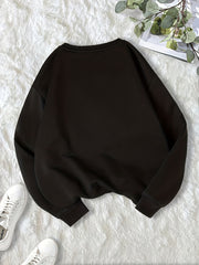 Letter & Star Print Pullover Crew Neck Sweatshirt