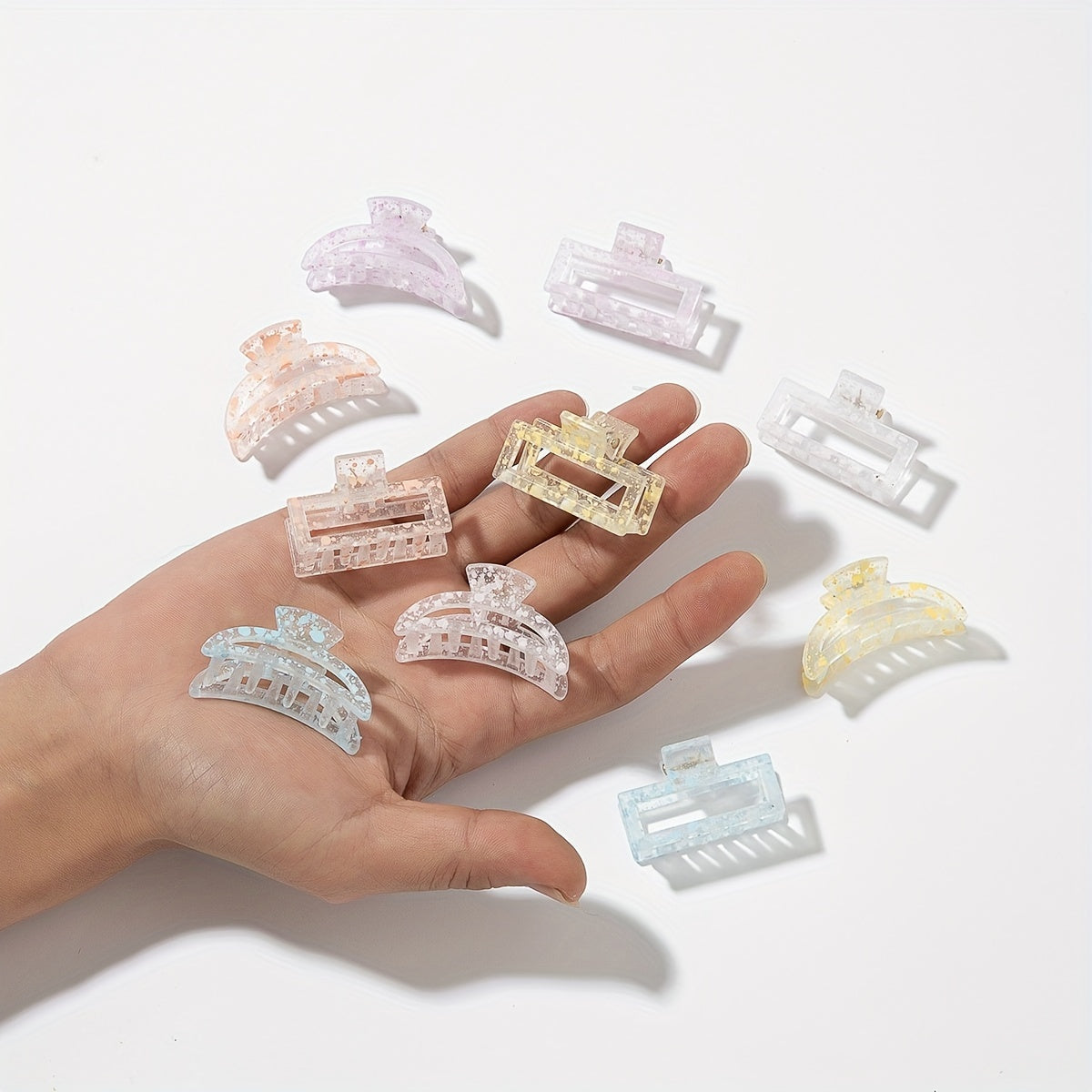 10pcs Hollow Transparent Speckle Hair Claw Non slip Shark Claw Style Hair Access