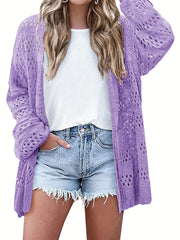 Cut Out Crochet Cardigan Long Sleeve Casual Beach Wear
