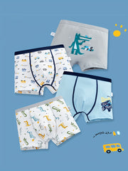 4pcs Astronaut Print Boxer Briefs for Boys