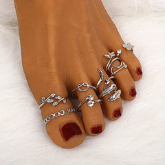 9 Pcs Adjustable Foot Ring Set for Women Girls