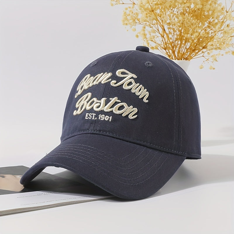 Boston Embroidery Vintage Baseball Cap Unisex Solid Outdoor Golf Sun Hat