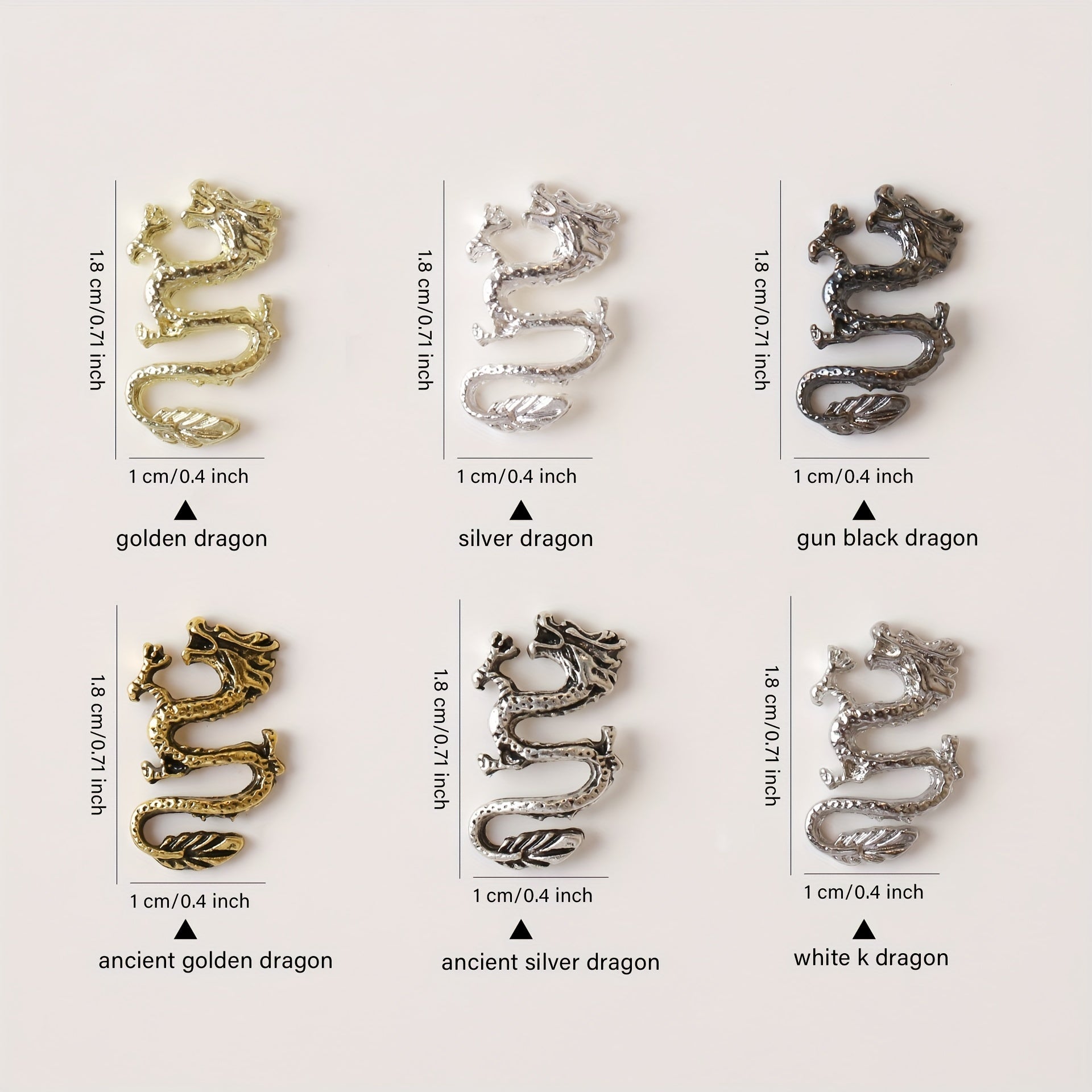 5pcs 3D Dragon Nail Charms Vintage Chinese Style Nail Art Accessories