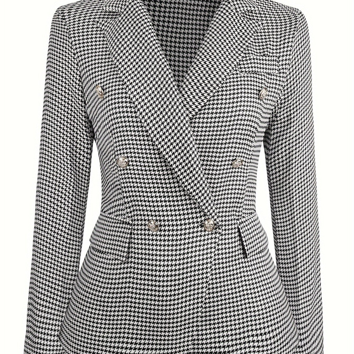  Houndstooth Print Slim Blazer