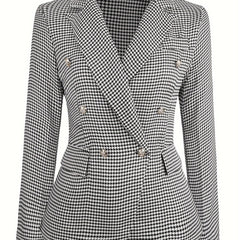  Houndstooth Print Slim Blazer