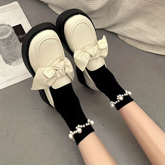 4 Pairs Faux Pearl Decor Socks Women's Stockings