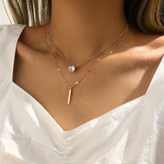 Double Layer Water Drop Shape Rhinestone Tassel Necklace Set