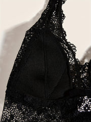 Floral Lace Halter Bra Wireless Lingerie