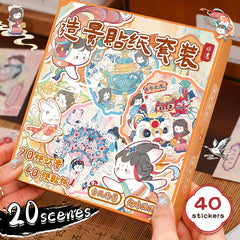 60 DIY House Sticker Set: 40 Scene Stickers & 20 Base Cards - 3D House Scenes