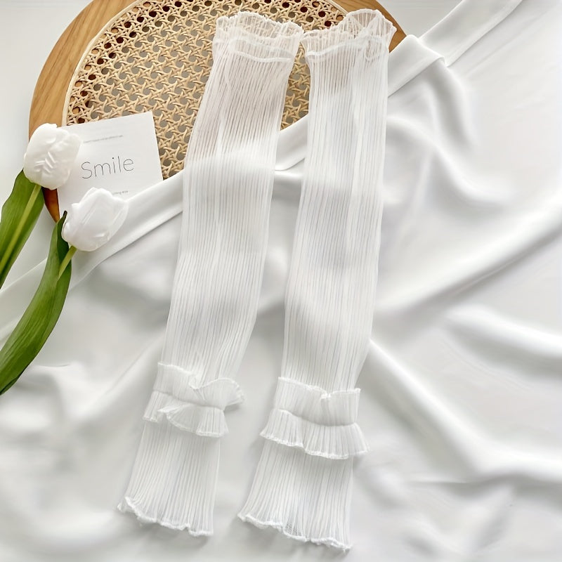 Lace Ruffles Long Gloves Sunscreen UV Protection Sleeves