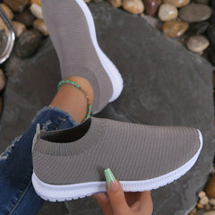 Dark Grey Stretch Woven Sports Shoes Women's Footwear