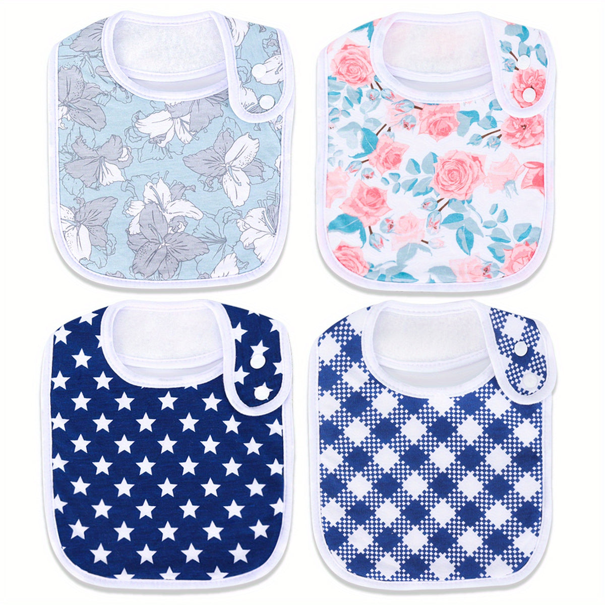 4 Pcs Baby Bandana Drool Bibs Set 100% Organic Cotton for Girls Newborn