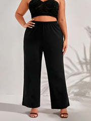  Straight Leg Pants Women's Plus Casual High Waist Pants