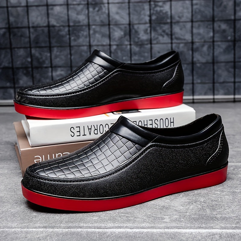Men's Low Top Slip On Rain Boots Waterproof Casual Shoes