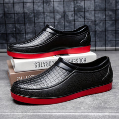 Men's Low Top Slip On Rain Boots Waterproof Casual Shoes
