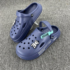 Men's Bear Charm Clogs with Strap Outdoor Slippers