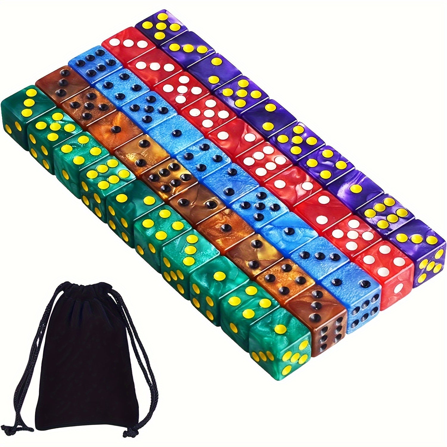 50pcs 16mm Pearl Pattern Square Corner Dice for Game & Collection