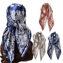Floral Print Silk Head Scarf Lightweight Hank