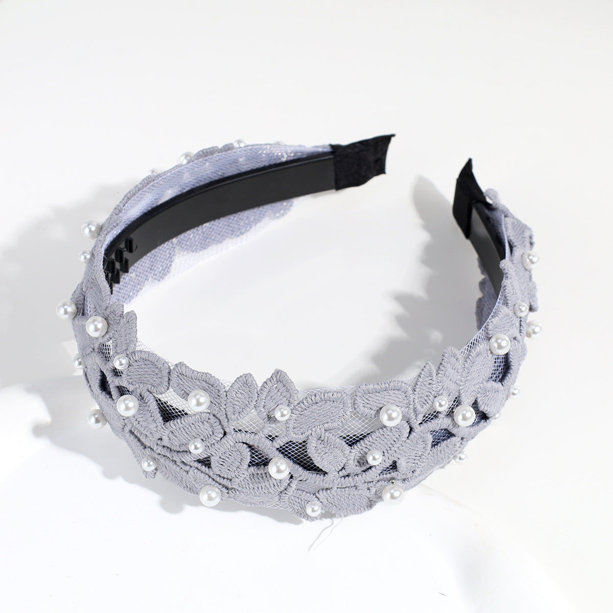 Vintage Lace Leaf Faux Pearl Hairband Solid Boho Headband