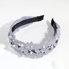 Vintage Lace Leaf Faux Pearl Hairband Solid Boho Headband