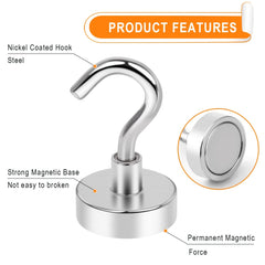 6pcs Magnetic Hooks 25Lbs Neodymium Magnets With Hooks For Hanging