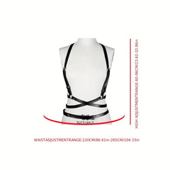 Gothic Cross PU Leather Harness Adjustable Corset Belt