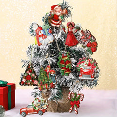 10pcs Christmas Santa Wooden Hanging Ornaments Party Decor Tree Decorations