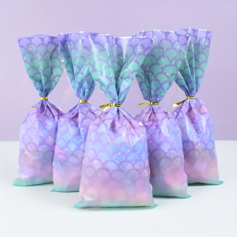 25 50pcs Mermaid Tail Treat Bags for Birthday Parties
