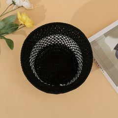 Crochet Bucket Hat Hollow Out Breathable Casual Cloche Summer Outdoor