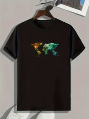 Gradient Geometric Print Men's Comfy T-shirt for Outdoor Summer