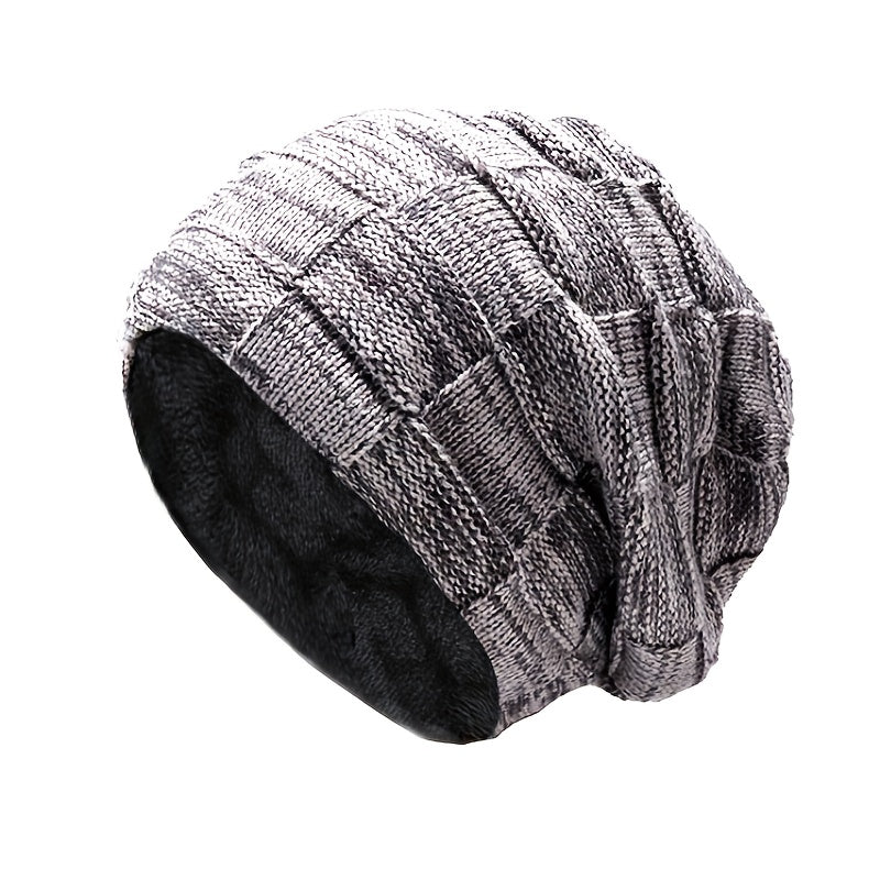 Men's Winter Plush Knitted Beanie Set