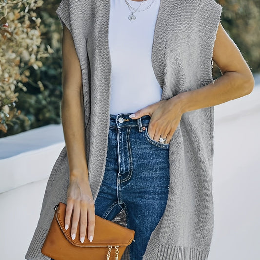 Open Front Cardigan Stretch Vest