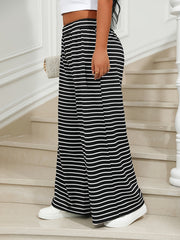 Women's Plus Stripe Print Wide Leg Trousers