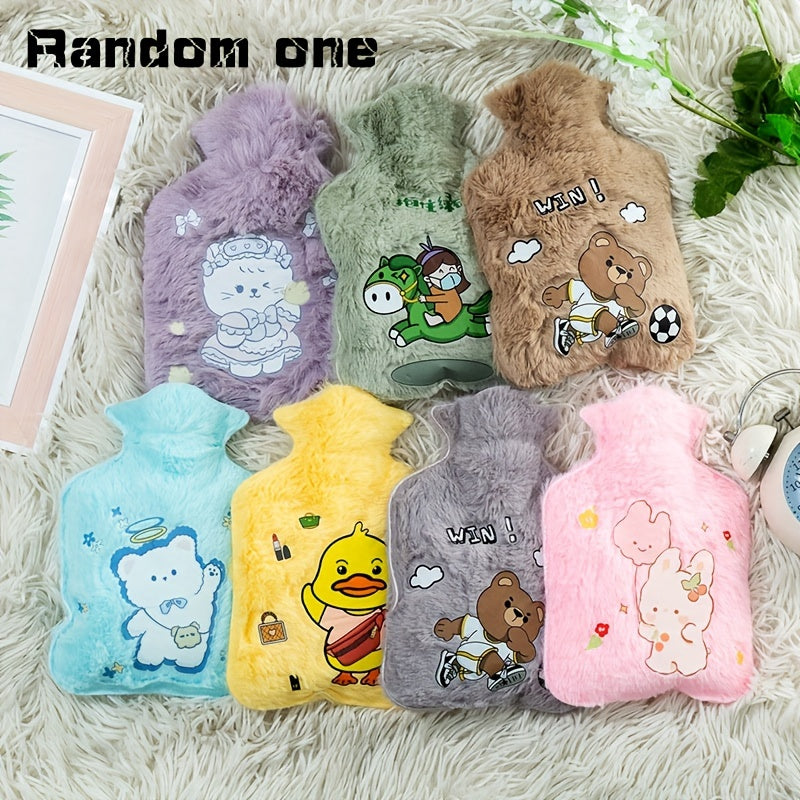 Cartoon Hot Water Bag w/ Plush Cover for Autumn & Winter