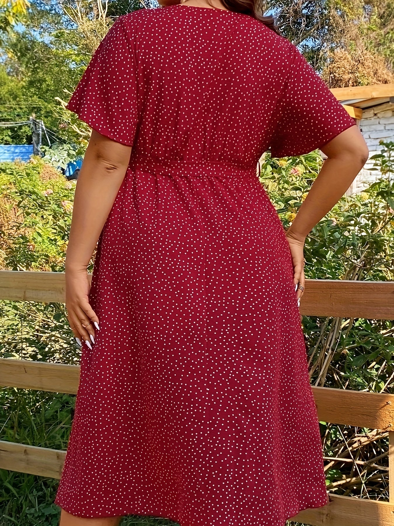  Polka Dot Wrap Dress with Belt