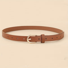 4pcs Oval Pin Buckle PU Belt Casual Jeans Pants Decoration Coat Girdle