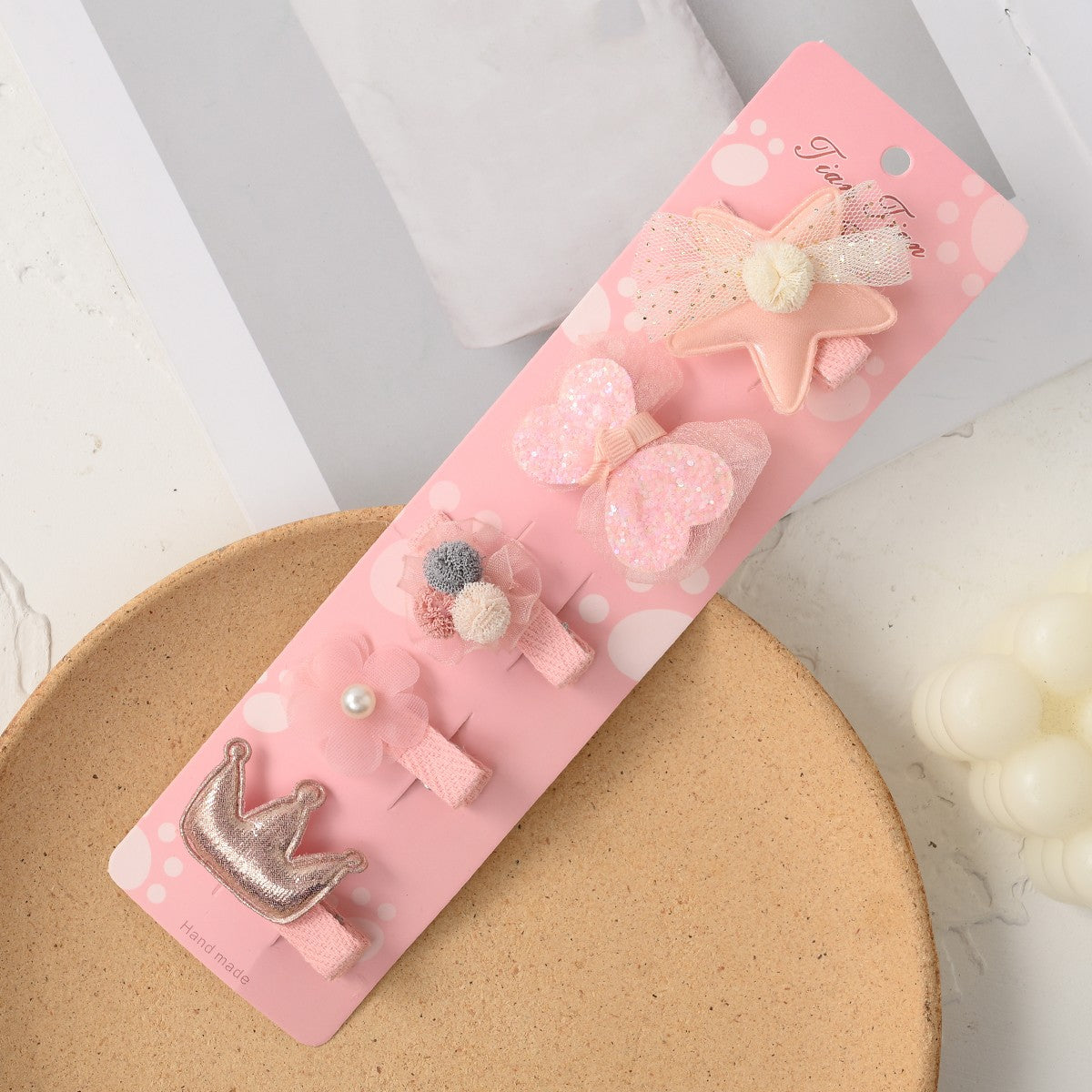 5pcs Girls Sparkling Shinning Hair Clips Plush Snowflake Bow Hairpin