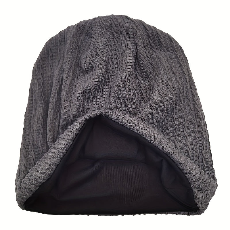Ribbed Knitted Beanie Turban Cap Solid Elastic Skull Cap Lightweight Chemo Hats