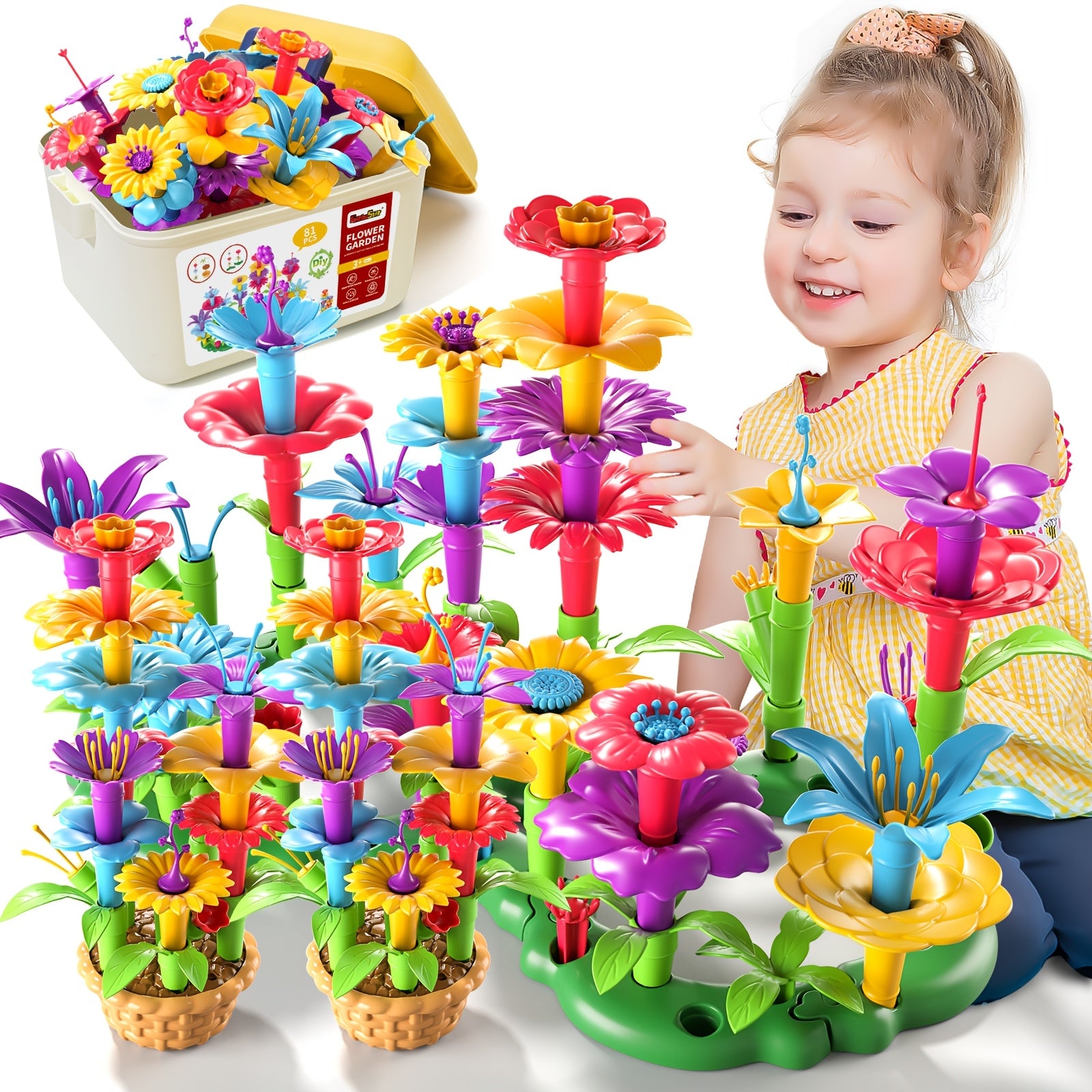 DIY Flower Arrangement Puzzle Toy Set with Storage Box