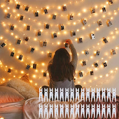 Loochica Photo Clip String Lights with 30 Clear Clips for Hanging Pictures