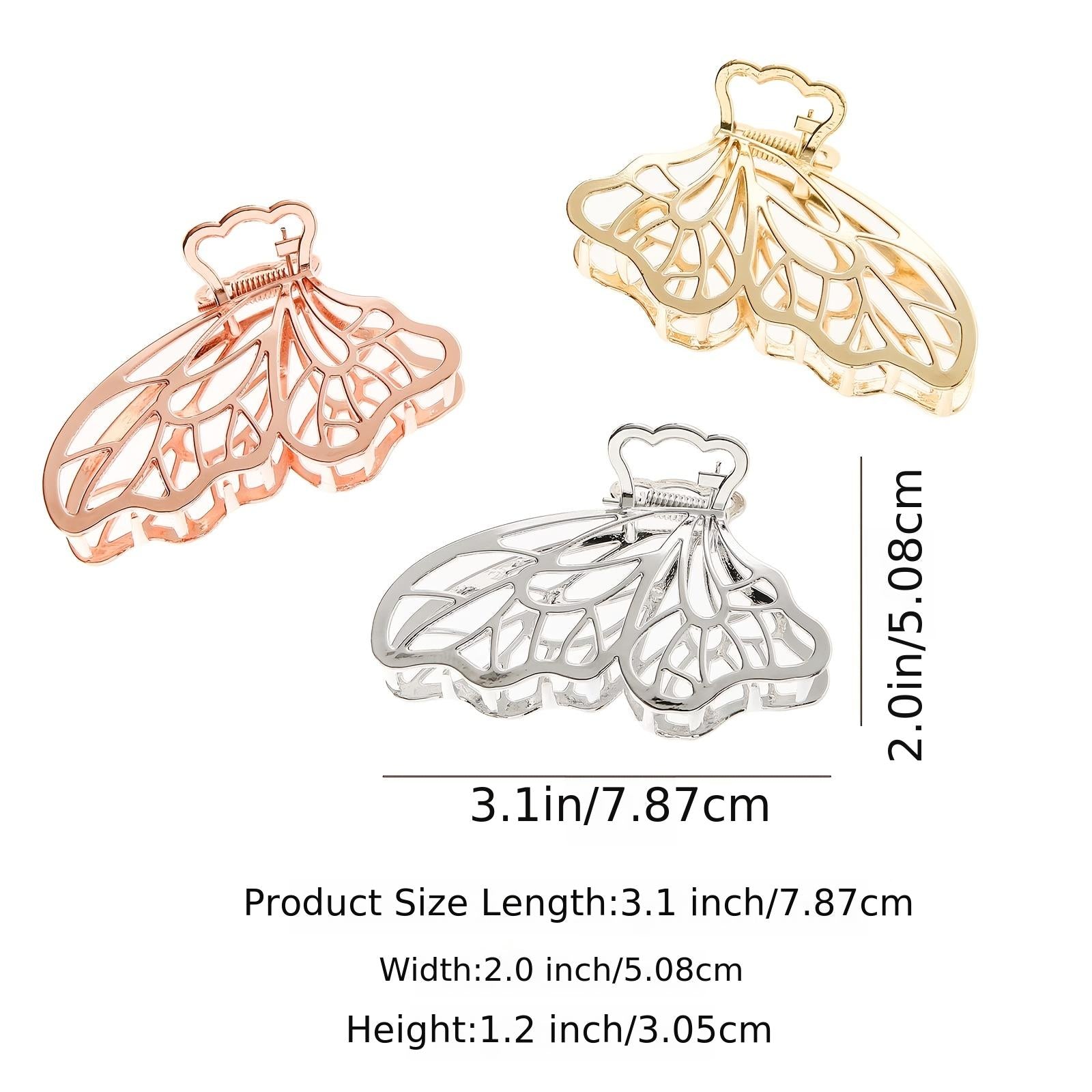 4pcs Butterfly Hair Clips Non Slip Rose Golden Thick Hair Thin Hair Claw