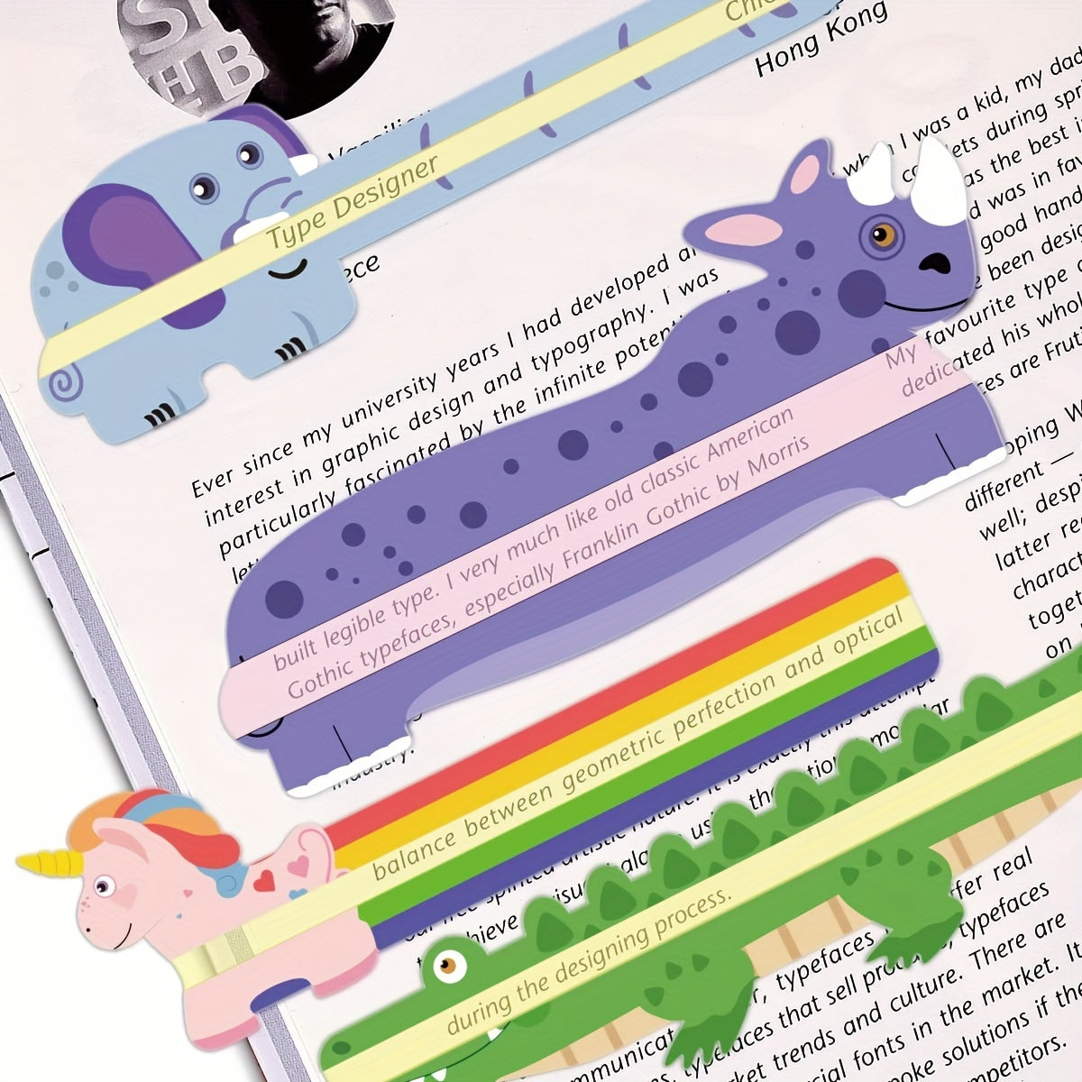 7pcs Animal Highlight Bookmarks Reduce Visual Stress Reading Tracking Rulers