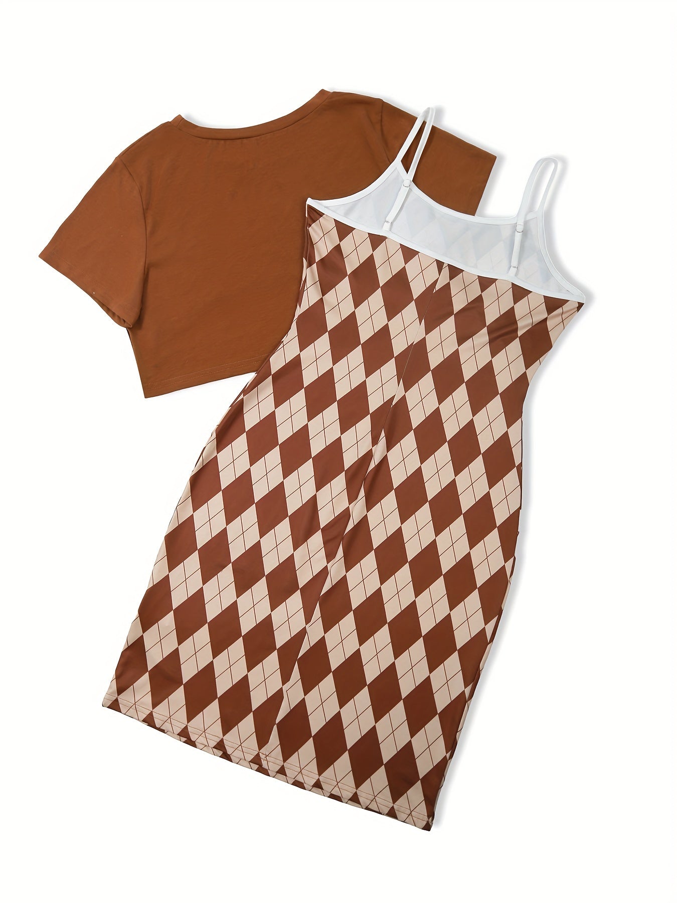 Argyle Cami Dress & Crop Tee Set