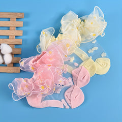 Girls Sunflower Pattern Lace Ruffled Princess Socks