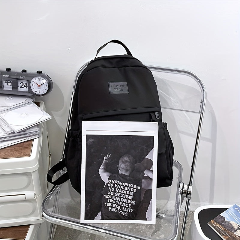 Letter Patch Decor Backpack Preppy Style School Bag