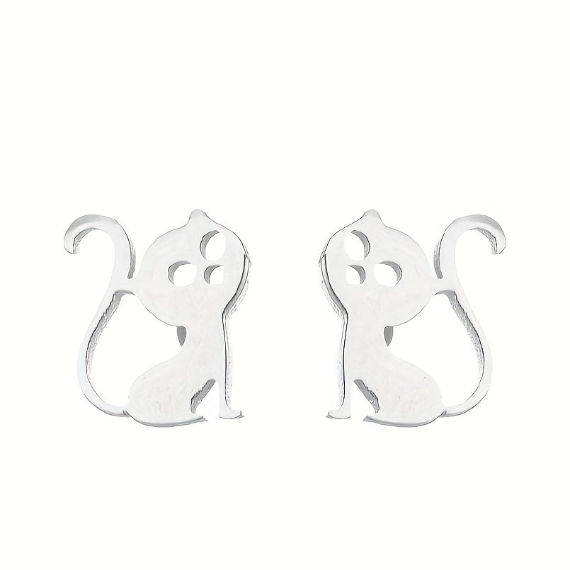 2pcs Men's Stainless Steel Mini Stud Earrings For Students