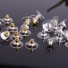 50pcs Electroplating Earring Backs Anti-lost Ear Stud DIY Jewelry