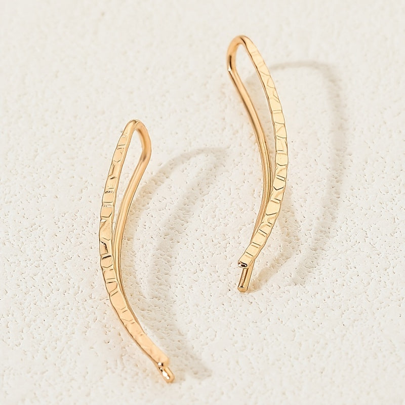 Long Copper Ear Climber Earrings Bar Studs