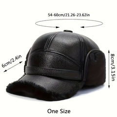 Faux Leather Winter Hats For Men Women Sport Warm Baseball Cap