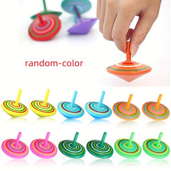 Colorful Organic Wooden Spin Tops For Kids Balance Coordination Skills